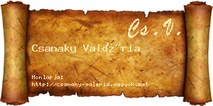 Csanaky Valéria névjegykártya
