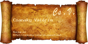 Csanaky Valéria névjegykártya